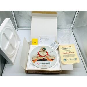 Norman Rockwell Checking His List 1980 Christmas Plate Ltd Ed Box COA Rare‎
